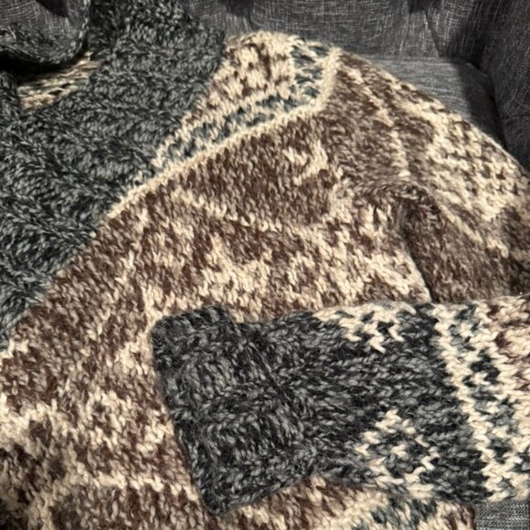 Eddie Bauer Hand-Knitted Fair Isle Wrap Cardigan Alpaca/Wool Blend NWOT S/M - Picture 5 of 7